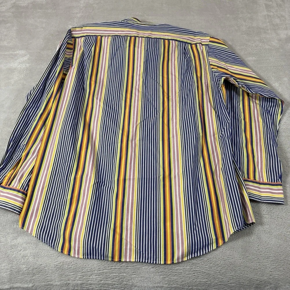 Polo Ralph Lauren Mens Large Classic Fit Striped Oxford Shirt Multicolor Retro